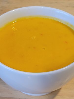 Squash soup at Huacamole Vegan Food in San Pedro