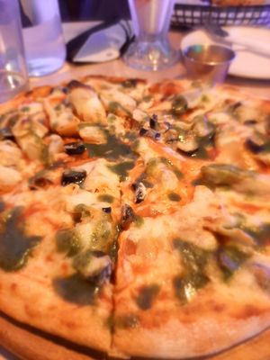 Pesto pizza at Huacamole Vegan Food in San Pedro