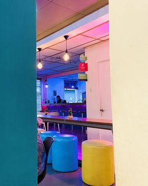 Staff and little bar   at Huacamole Vegan Food in San Pedro