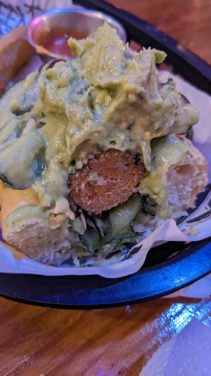 Choripan at Huacamole Vegan Food in San Pedro