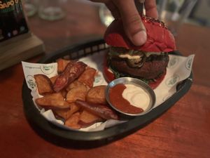 Forgot what this burger was called and glad I did! #NeverAgain  at Huacamole Vegan Food in San Pedro