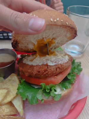Inside the burger at Huacamole Vegan Food in San Pedro