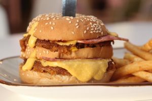 Vegconator burger at Huacamole Vegan Food in San Pedro