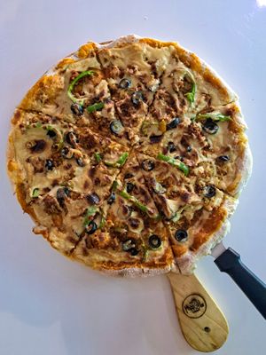 Supreme Pizza at Huacamole Vegan Food in San Pedro