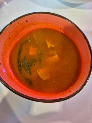 Soup of the day at Huacamole Vegan Food in San Pedro