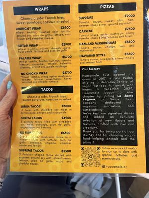 Read the history section in black 🫶  at Huacamole Vegan Food in San Pedro