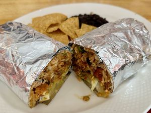 New vegan chicken burrito (239 THB)  at Salsa Kitchen - Huay Kaew in Chiang Mai