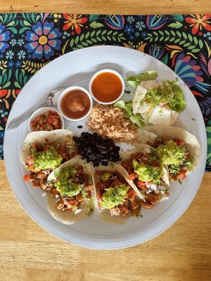 Vegan carnitas & guacamole soft tacos (249 THB)  at Salsa Kitchen - Huay Kaew in Chiang Mai