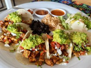 Vegan carnitas & guacamole soft tacos (249 THB)  at Salsa Kitchen - Huay Kaew in Chiang Mai