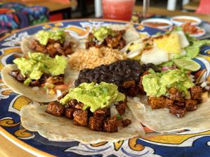 Vegan carnitas & guacamole soft tacos (249 THB)  at Salsa Kitchen - Huay Kaew in Chiang Mai