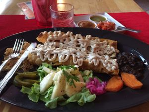 Veggie Enchiladas w/ vegan cheese at Salsa Kitchen - Huay Kaew in Chiang Mai