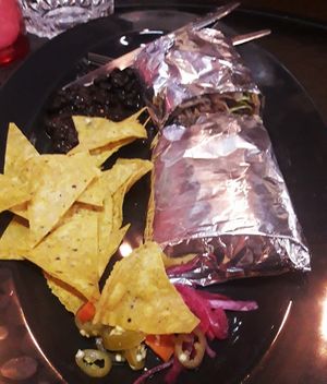 Vegan burrito with bean paste and vegan cheese at Salsa Kitchen - Huay Kaew in Chiang Mai