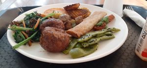 Buffet. Some things had a very strong and realistic meat flavor, so they were left uneaten. Otherwise delicious at Bosque Bambu in Montevideo