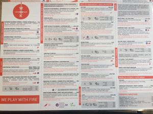 the menu  at Wok in Krakow