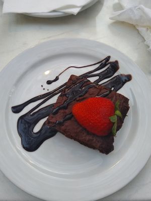 Chocolate and banana brownie! at La Mar de Vins in Mallorca