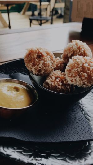 Thai bitterballen! Wish there were more but they were delicious at Mr. & Mrs. Watson in Amsterdam