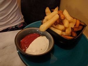 fries with nice mayo and ketchup at Mr. & Mrs. Watson in Amsterdam