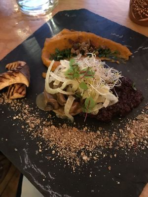 Seasonal special with black rice and pumpkin at Mr. & Mrs. Watson in Amsterdam