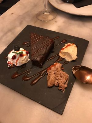 Brownie fudge with chocolate mousse and peanut frosting  at Mr. & Mrs. Watson in Amsterdam