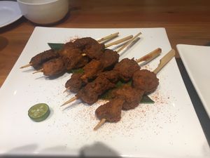 Chicken skewers  at Zǎozǐ Shù - Vegetarian Life Style - Gubeii in Shanghai
