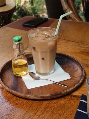 Ice coffee with a syrup made from a Japanese root, I forgot the name. Delicious at Wabi-Sabi Cafe in Shimoda