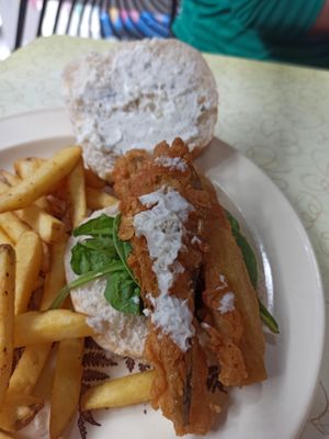 Buttermilk aubergine bap at Loves Cafe in Weston-super-mare