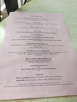 Current menu at Loves Cafe in Weston-super-mare
