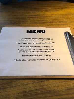 Menu 11th June  at Loves Cafe in Weston-super-mare