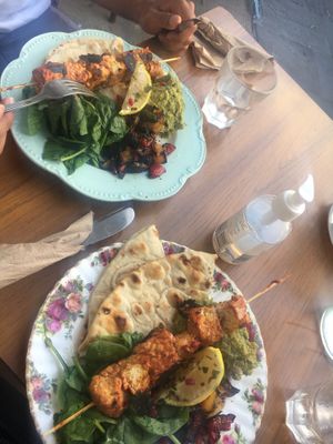 Tempeh skewers  at Loves Cafe in Weston-super-mare