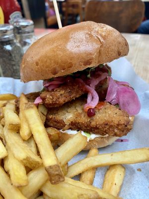 Vegan chicken sandwich   at LHR - Giraffe - T5 in West London