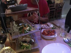 falafel plate, vegan samosas, garbanzo beans and spiced potatos at Tedo Tapas Bar in Cork