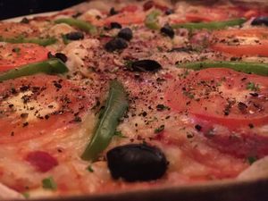 The Big Veg Pizza at BoHo Vegan Grill and Tapas Bar in Newcastle Upon Tyne