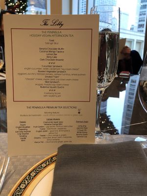 Holiday vegan menu at Pierrot Gourmet at The Peninsula in Chicago