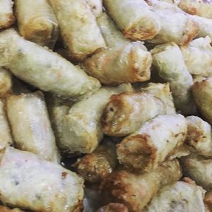 Veggie spring rolls are super good at Green Karst in Dong Van