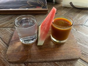 Turmeric drink at Verdant Organic in Benoa