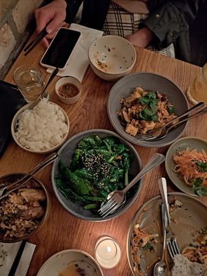 Eggplant, Greens, tofu, pickles at Cafe Hanoi in Auckland