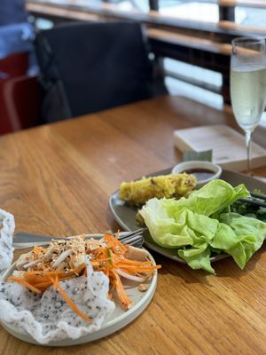 Half spring rolls & jackfruit saladd  at Cafe Hanoi in Auckland