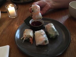 Rice paper rolls with tofu at Cafe Hanoi in Auckland