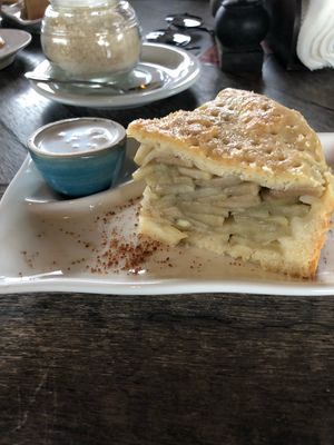 Apple pie and coconut cream  at Blackbeach in Ubud