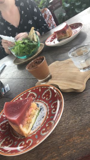 tropical tart & black chocolate mousse  at Blackbeach in Ubud