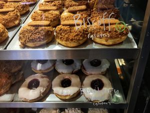 Biscoff and blueberry vegan doughnuts at Doughnotts in Nottingham