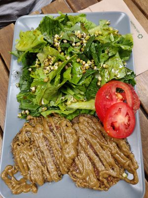 Sprouted wheat and I don't remember what else burger... But I do remember that miam! at Solar Kitchen Bar in Larnaca