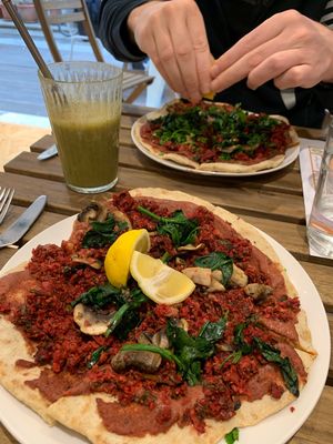 Vegan Lahmajoun at Solar Kitchen Bar in Larnaca