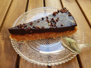 Raw choco nuts cake at Solar Kitchen Bar in Larnaca