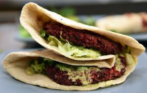 Lentil Burger at Solar Kitchen Bar in Larnaca