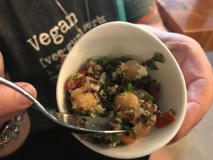 Sprouted quinoa salad with feta. (Vegan)  at Die Pie in Edmonton