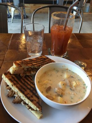 Grilled ‘Cheese’ and ‘Lobster’ soup at Die Pie in Edmonton