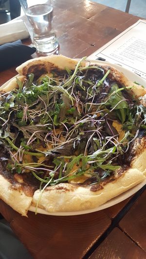 Black garlic truffle pizza at Die Pie in Edmonton