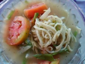 vegetables noodle with soup at Yar Pyi in Bagan