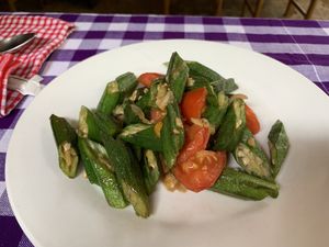 Fried lady fingers😄 at Yar Pyi in Bagan